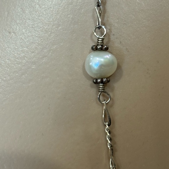 Sterling and pearl long necklace - Picture 3 of 6